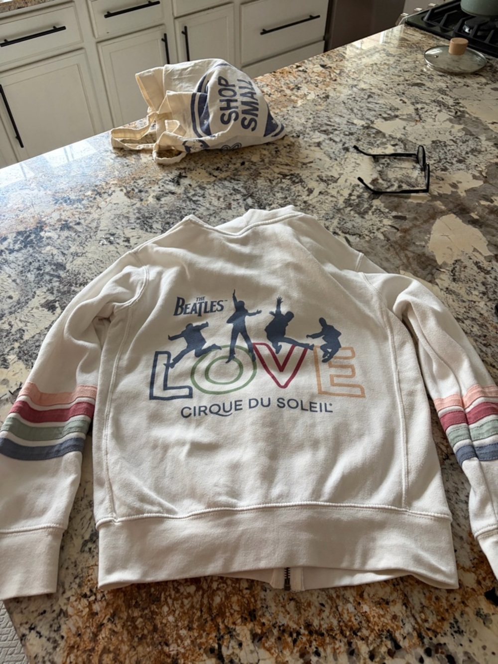 'LOVE' White Graphic Zip-Up Sweatshirt